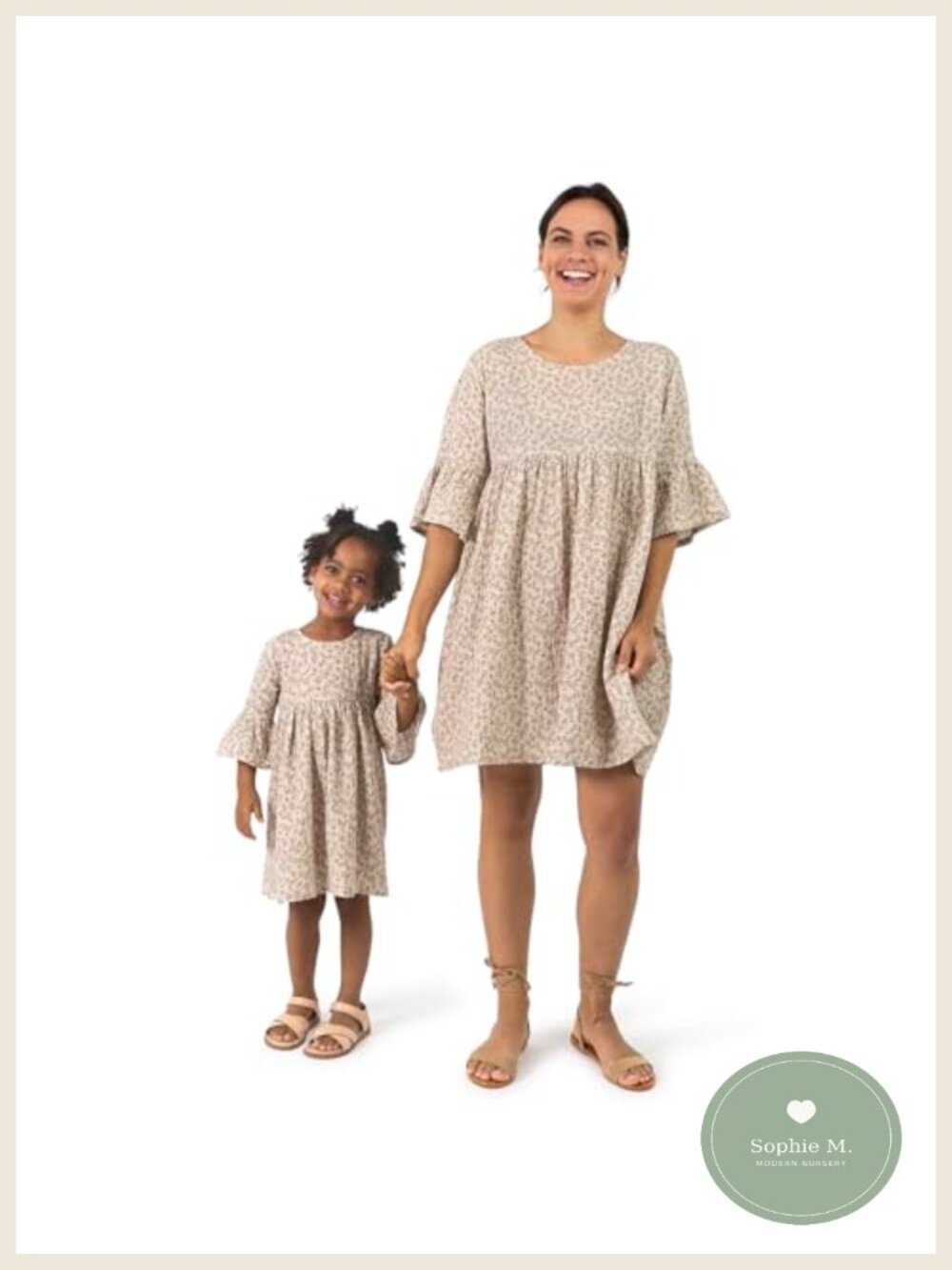 Toddler Girls Gauze Dress with Back Placket Button Mommy and Me